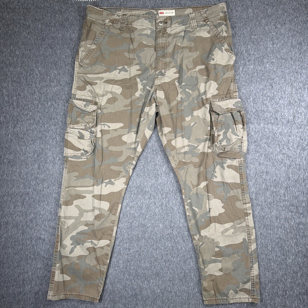 Wrangler Camo Pants Mens 40x28 Cargo Green Regular Taper Stretch Outdoor Utility